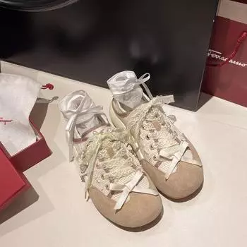 Модные разноцветные бабочки-узлы, модные кроссовки на шнуровке, весна/осень, женская обувь на распродаже 2024 года, высококачественные женские туфли из вулканизированной кожи 35 серый