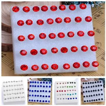 Модные разноцветные серьги для девочек, 20 пар в упаковке, серьги-гвоздики со стразами, модные милые женские серьги-гвоздики с кристаллами