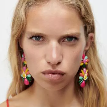 Модные разноцветные серьги-капли Za для женщин, элегантные длинные металлические серьги со стразами и акриловой подвеской, эффектные серьги, ювелирные изделия бронзовый