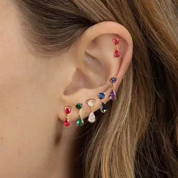 Модные разноцветные висячие серьги с каплями воды из циркона для женщин, корейские геометрические серьги-капли, серьги-капли для пирсинга, ювелирные аксессуары