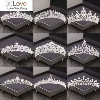 Модные разнообразные свадебные диадемы со стразами, короны, серебряные цветные хрустальные свадебные короны, головные уборы в стиле барокко для женщин, украшения для волос, диадема