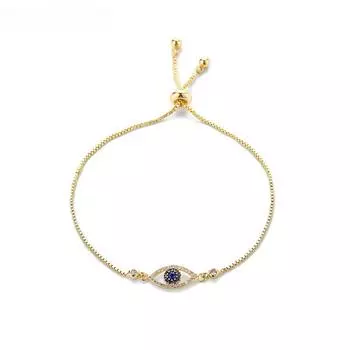 Модные регулируемые браслеты с открытым глазом из голубого циркония, браслеты-цепочки с подвесками для женщин, ювелирные изделия для вечеринок золотой