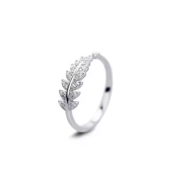 Модные регулируемые кольца из стерлингового серебра 925 пробы с кристаллами и листьями для женщин, свадебные украшения Anillos Jz337 Resizable
