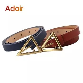 Модные ремни для женщин, тонкие узкие повседневные роскошные дизайнерские брендовые женские платья, джинсовые ремни с золотой пряжкой, однотонный пояс DT003 105CM чёрный