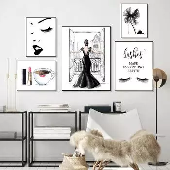 Модные ресницы сексуальная женщина сзади духи на высоких каблуках настенная живопись на холсте плакат с принтом плакаты модные настенные панно домашний декор 21X30cm No Frame