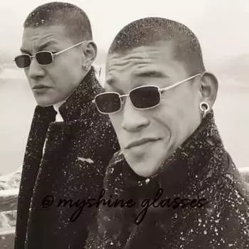 Модные ретро-дизайн в маленькой квадратной оправе, крутые трендовые солнцезащитные очки унисекс с металлической оправой серый/серебряный