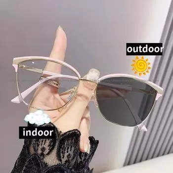 Модные ретро фотохромные очки для мужчин и женщин, роскошные очки для близорукости с большой оправой, модные солнцезащитные очки «кошачий глаз» для женщин от 0 до -4,0 0