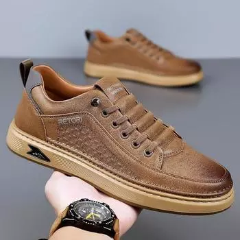 Модные ретро-кеды из коровьей кожи на платформе для мужчин, дизайнерские мужские туфли для вождения с мягкой подошвой, весна-осень, модные повседневные кроссовки для мужчин 38