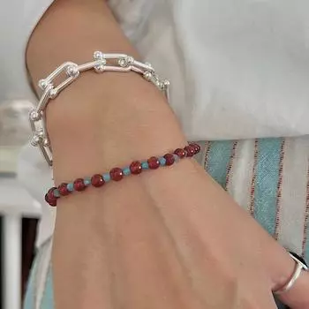 Модные ретро красные и синие браслеты из бисера, прозрачные бусины, эластичные веревочные браслеты, креативные украшения для мужчин и женщин