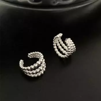 Модные ретро кружевные круглые бусины многослойные стерлингового серебра клипса для ушей женские высококачественные без проколотых ушей Niche S925 элегантные клипсы для ушей серебряный