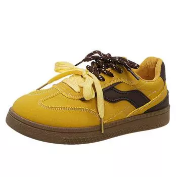 Модные ретро-модные повседневные кроссовки для женщин весна-осень новые дизайнерские плоские спортивные туфли на платформе женские Zapatos De Mujer 36 жёлтый