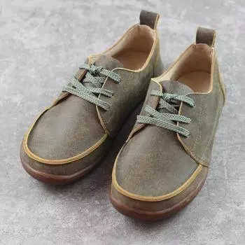 Модные ретро-ностальгические простые кожаные лоферы на плоской подошве весна-осень кожаные женские туфли полевые туфли старые мужские туфли дикая сельская местность 35