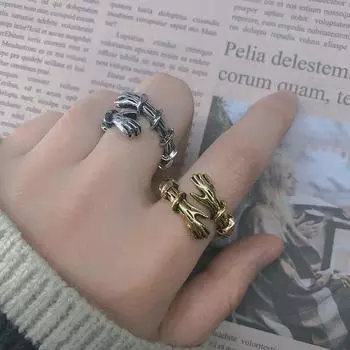 Модные ретро объятия пара шипы модные ювелирные изделия открытые манжеты кольца цинковый сплав мышцы руки кольца gold-A