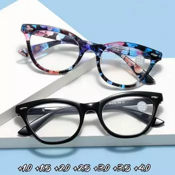 Модные ретро очки для пресбиопии, женские очки с защитой от синего света, очки для чтения, прозрачная оправа, дальнозоркие очки с диоптриями до +4,0 +1.0