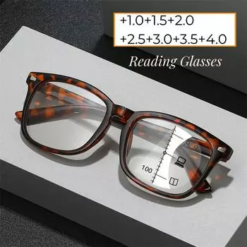 Модные ретро-очки с блокировкой синего света, мультифокальные очки для мужчин и женщин, большие очки для чтения с близкого расстояния и дальнего расстояния, мужские винтажные большие очки +200 синий