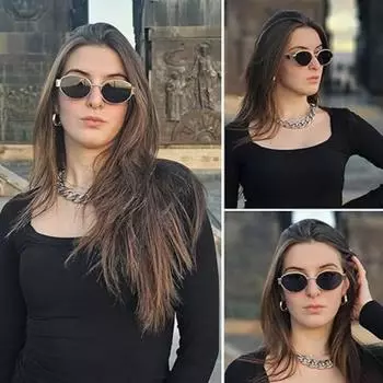 Модные ретро овальные очки для женщин, винтажные модные очки, женские маленькие металлические оправы, классические очки