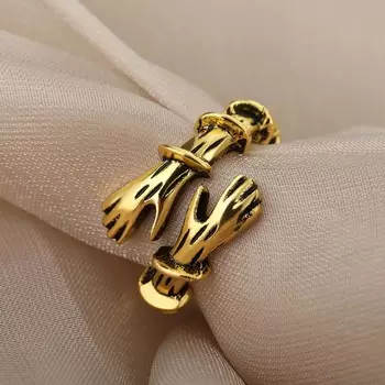Модные ретро-парные простые шипы открытые манжеты кольца цинковый сплав мускулистые руки кольца модные ювелирные изделия gold-A
