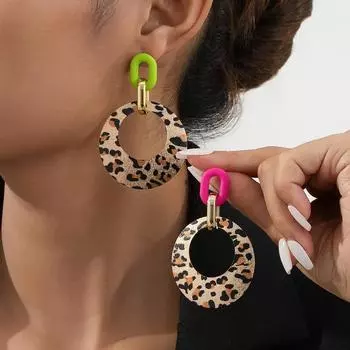 Модные ретро полые индивидуальные леопардовые серьги для женщин зелёный
