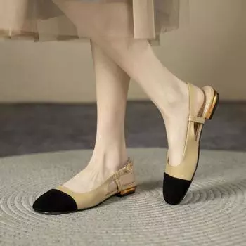 Модные ретро-сандалии Baotou на низком каблуке, женские летние новые замшевые кожаные сандалии с пряжкой на щиколотке и ремешком сзади, офисные туфли сандалии 34 чёрный