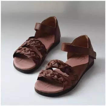 Модные ретро-сандалии из коровьей кожи для пожилых женщин, все кожаные мягкие летние туфли на плоской подошве для женщин, мягкая стелька из овчины 35 чёрный