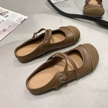 Модные ретро сандалии Мэри Джейн Cover Head для женщин, летние полутапочки на плоской подошве с пряжкой на ремне, мягкие удобные сандалии Muller Shoes 35 чёрный