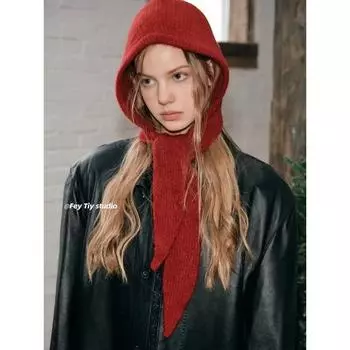 Модные ретро-шапочки с бантом на ремне, женские корейские шапки-балаклавы с капюшоном, зимние ветрозащитные теплые шапки-бомбардировщики 55-60cm