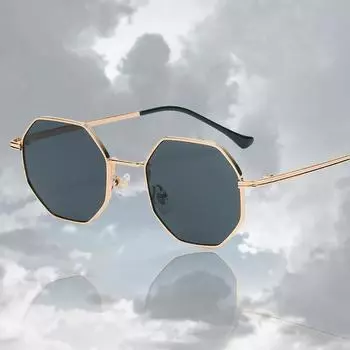 Модные ретро-солнцезащитные очки Классические металлические полигональные солнцезащитные очки Солнцезащитные очки Восьмиугольные очки