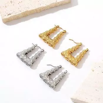 Модные ретро-стильные серьги из нержавеющей стали с высоким чувством, женские трендовые легкие роскошные серьги 18 карат