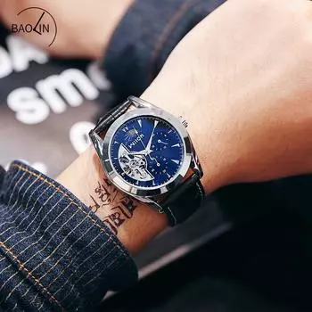 Модные ретро светящиеся водонепроницаемые часы для мужчин полые полностью автоматические механические часы для мужчин