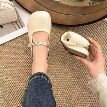 Модные ретро-тапочки-мешки с плоским дном, женская летняя одежда 2025 года, новые полупедальные тапочки Мэри Джейн 35 коричневый