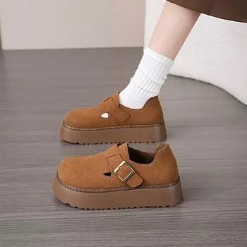 Модные ретро-туфли с круглым носком и глубоким ртом, женские туфли-лодочки 2024 года, новые весенние туфли на платформе без застежек Bao Head для женщин 35 хаки