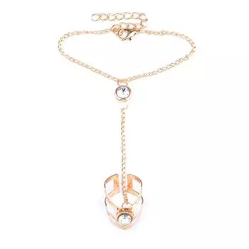 Модные ретро-ювелирные изделия, ажурное геометрическое кольцо в виде стрелы с бриллиантами, соединенное с увеличенной цепочкой на палец. золотой