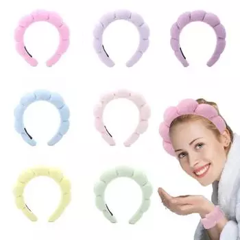 Модные резинки для волос из микрофибры, пухлая повязка на голову, спа-повязка с пузырьками, мытье лица, макияж, душ, уход за кожей, аксессуары для девочек белый