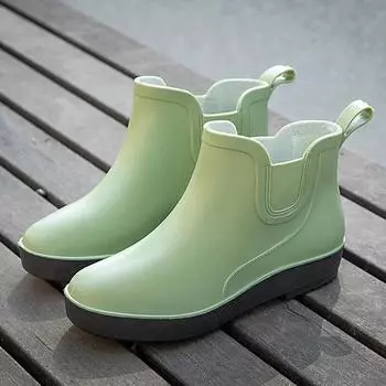 Модные резиновые сапоги Chelsea, зеленые резиновые сапоги для женщин, четыре сезона, взрослые галоши, большой размер 41, непромокаемые сапоги 2024 35 чёрный