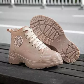 Модные резиновые сапоги Челси, женские водонепроницаемые ботинки на шнуровке, нескользящие бахилы, недорогие женские резиновые туфли, новые ботильоны CN 35