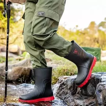 Модные резиновые сапоги для мужчин, зимние резиновые сапоги для рыбалки, теплые, с широким носком, мужская обувь, дешевая, износостойкая, для подростков, новая рабочая, из пластиковой резины 39