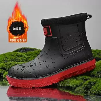 Модные резиновые сапоги для пары шеф-повара, новые мужские походные, рыболовные, водные, уличные ботинки, нескользящие, зимние, из хлопка, водонепроницаемые 36 бежевый