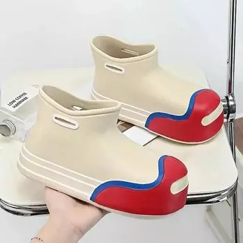 Модные резиновые сапоги для женщин Kawaii Водонепроницаемая резиновая обувь Милые детские резиновые сапоги Садовая рабочая обувь Женская обувь botas de lluvia 30-31 розовый