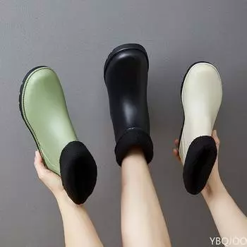 Модные резиновые сапоги для женщин, утолщенное покрытие, водонепроницаемые, унисекс, нескользящие, дождевые туфли для сада, кухни, работы, мойки автомобилей, резиновые туфли 36 чёрный