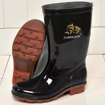 Модные резиновые сапоги Мужские резиновые сапоги средней высоты Нескользящие водонепроницаемые ботинки Ботинки для охраны труда на стройплощадке Резиновая обувь 39