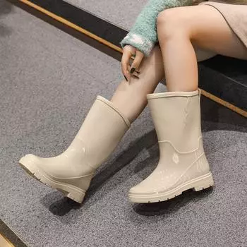 Модные резиновые сапоги PARZIVAL, женские нескользящие резиновые сапоги для отдыха на природе, для рыбалки, толстая подошва, резиновая женская водонепроницаемая обувь, удобная 2024 36 бежевый