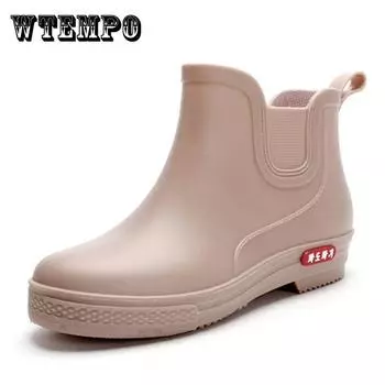 Модные резиновые сапоги, женские короткие туфли для воды, рабочая обувь для четырех сезонов, водонепроницаемые, нескользящие, износостойкие резиновые сапоги 41 чёрный