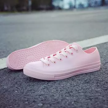 Модные резиновые сапоги, женские низкие водонепроницаемые белые туфли, женские резиновые сапоги из ПВХ, повседневные резиновые сапоги, плоская водонепроницаемая обувь 36 чёрный