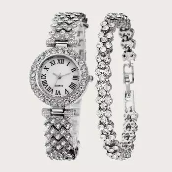 Модные римские бриллиантовые женские часы женские часы браслет часы