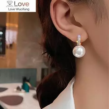 Модные романтические серьги с жемчугом, ювелирные изделия из циркония, золотые серьги-капли для женщин, темпераментные украшения для свадебной вечеринки, оптовая продажа