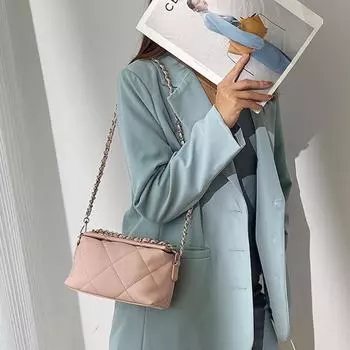 Модные ромбовидные сумки через плечо для женщин, однотонные кожаные женские сумки, маленькие квадратные сумки, простые сумки через плечо с цепочкой