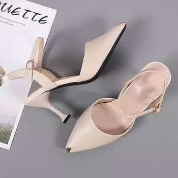 Модные роскошные босоножки на каблуках женские сексуальные черные босоножки с пряжкой новые летние модные универсальные профессиональные женские туфли на среднем высоком каблуке 34