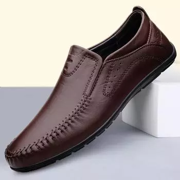 Модные роскошные брендовые мокасины легкие мягкие мужские свадебные туфли винтажные мужские лоферы туфли на плоской подошве из натуральной кожи повседневная мужская обувь 38 коричневый
