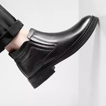 Модные роскошные брендовые мужские ботинки челси, мужские ботильоны без застежек, модные теплые зимние ботинки, зимняя обувь из натуральной кожи, удобная деловая обувь 37