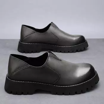 Модные роскошные брендовые мужские повседневные кожаные туфли, модные 2024, дизайнерские нескользящие официальные туфли с толстой подошвой, итальянская мужская обувь для инструментов 38 чёрный